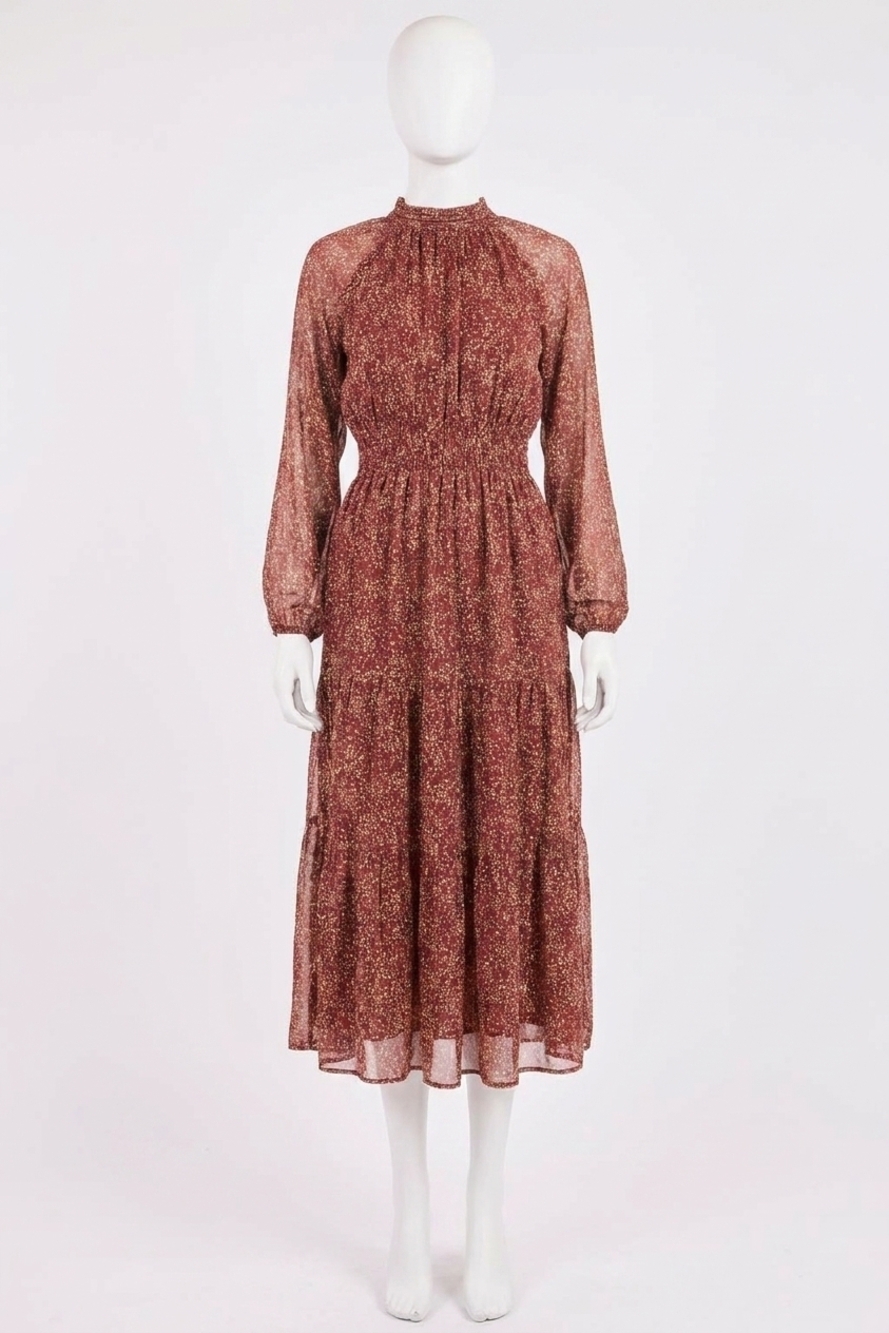 NEW SADIE & SAGE candlelight midi dress in burgundy